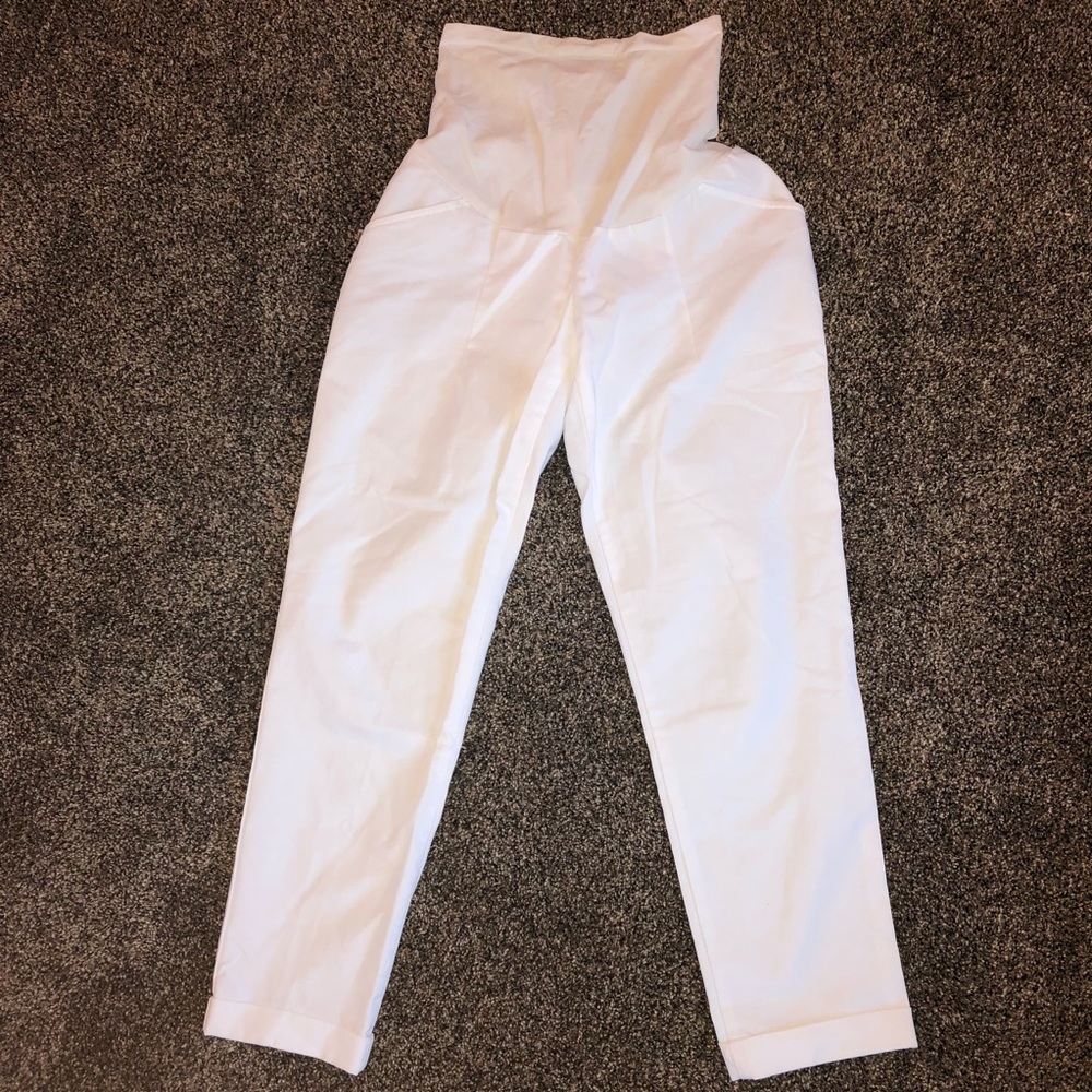 Maternity dressy white cropped pants